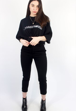 90'S RETRO BLACK & WHITE CHECKERBOARD OVERSIZED T-SHIRT