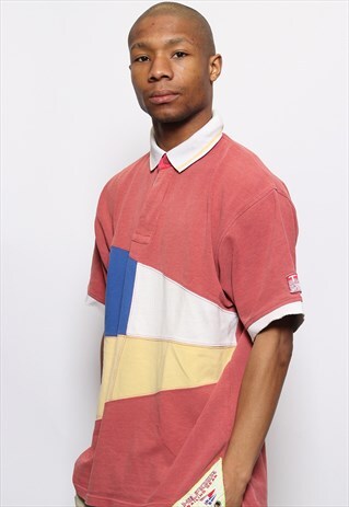 VINTAGE TOMMY HILFIGER SAILING LOGO POLO SHIRT RED
