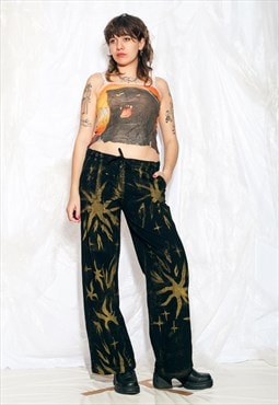 Vintage Y2K Wide-leg Trousers in Black Hand painted