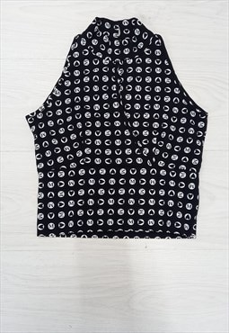 90's Vintage Morgan Crop Top Black Logo Print