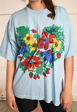 90'S RETRO FESTIVAL FLORAL TOP T-SHIRT TEE
