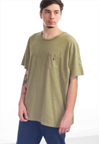VINTAGE POLO RALPH LAUREN LOGO POCKET T-SHIRT 90S XXL 8.4