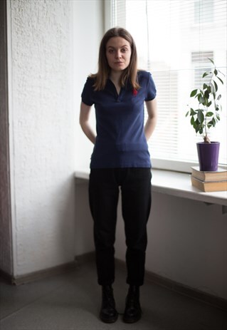VINTAGE 90'S NAVY SHORT SLEEVED POLO SHIRT