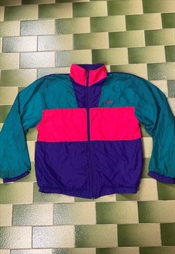 Vintage Spalding Neon Color Block Windbreaker Track Jacket