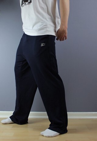 VINTAGE STARTER JOGGERS IN NAVY EMBROIDERED LOGO