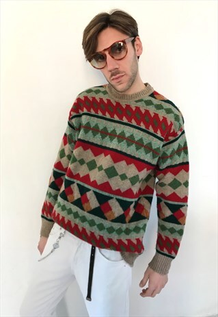 VINTAGE TRUSSARDI COLORFUL WOOL JUMPER