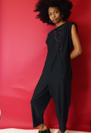BLACK OVERSIZE MINIMAL JUMPSUIT