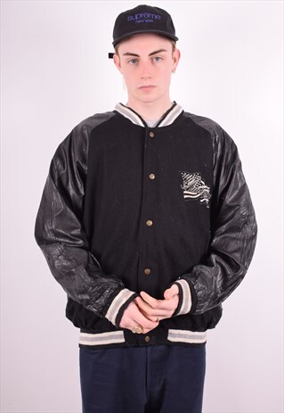 MENS VINTAGE BOMBER JACKET XL BLACK 90'S