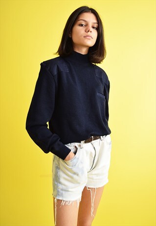 80'S RETRO MINIMALIST OVERSIZED TURTLENECK KNIT JUMPER TOP
