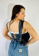 VINTAGE SIZE S POLO RALPH LAUREN DENIM CORSET IN BLUE