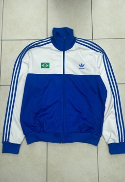 Adidas Rio de Janiero white & blue tracksuit jacket XXL 