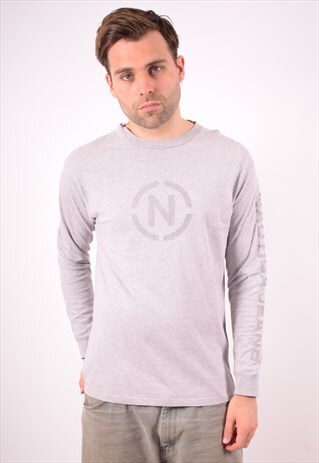 NAUTICA MENS VINTAGE TOP LONG SLEEVE SMALL GREY 90S