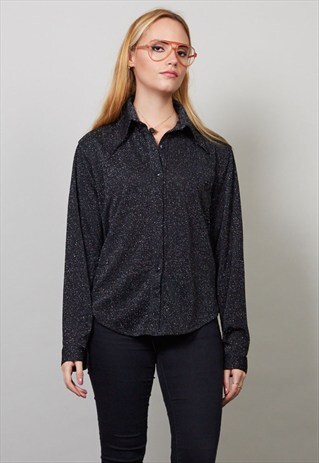 VINTAGE 70'S BLACK SILVER SHIRT
