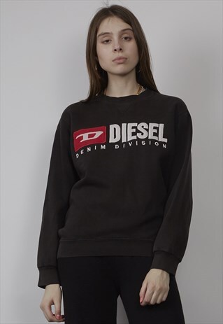 VINTAGE 90'S DIESEL LOGO BLACK SWEATER