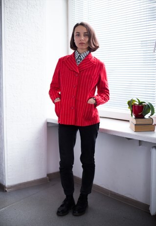 VINTAGE 80'S RED STRIPED BLAZER