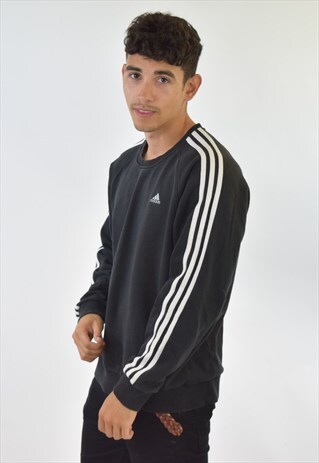 VINTAGE 90S BLACK ADIDAS CREW NECK SWEATSHIRT