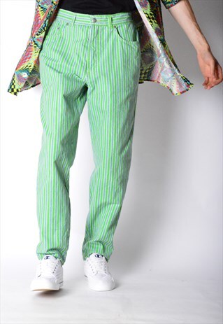 VINTAGE 90S GREEN STRIPED JEANS