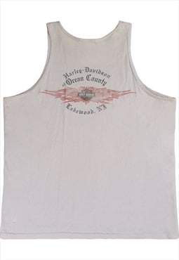 Harley Davidson  Vest Back Print T Shirt XLarge White