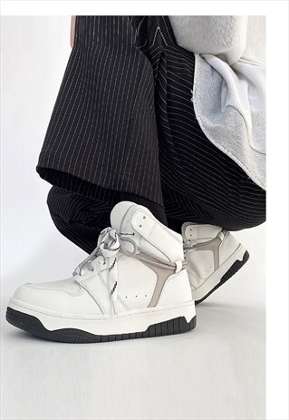 Grunge high tops chunky sole trainers skater shoes in white 
