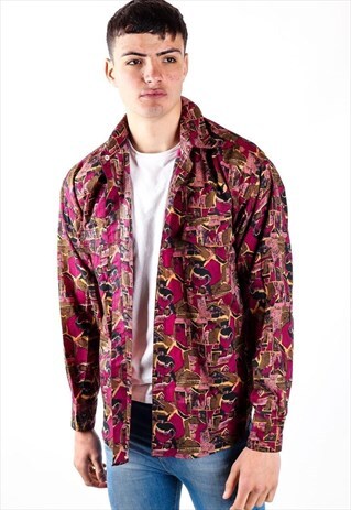 VINTAGE PATTERNED SILK SHIRT S672