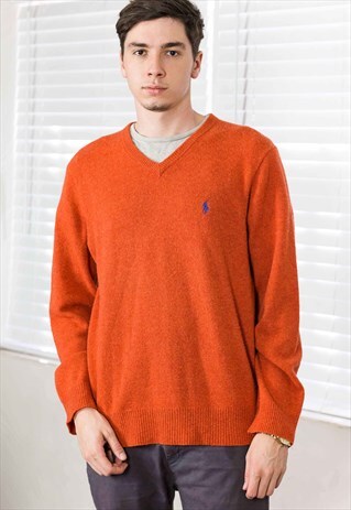 VINTAGE POLO RALPH LAUREN JUMPER SWEATER LOGO 90S L 10.2