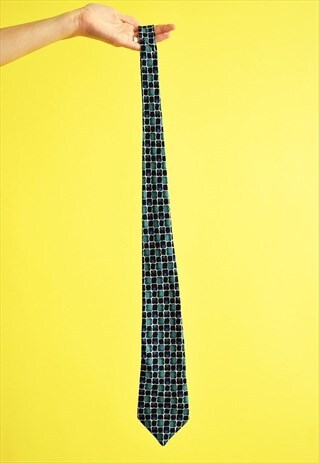 VINTAGE 90'S MOD ARTISTIC ABSTRACT OPTICAL PATTERN PRINT TIE