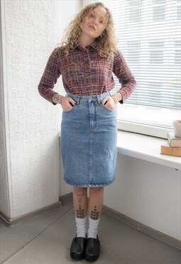 Vintage 80's Blue Denim Mini Skirt