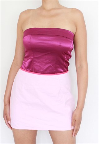 Y2K PURPLE SATIN CORSET CROP TOP