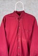 VINTAGE JAEGER SHIRT BUTTON UP LONG SLEEVE OXFORD RED LARGE