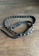 VINTAGE THIN LEATHER BLACK BELT WITH SILVER STUDS SMALL