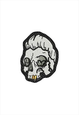 Embroidered Hairy Skull Design iron on patch / sew on patch