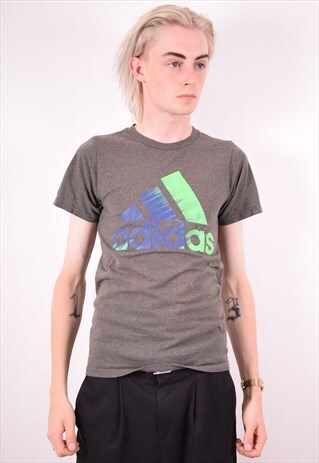 ADIDAS MENS VINTAGE T-SHIRT TOP SMALL GREY 90S