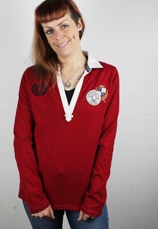 VINTAGE 90S TOMMY HILFIGER RUGBY STYLE LONG SLEEVE T-SHIRT