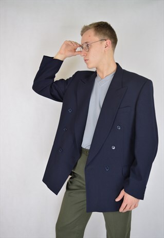 VINTAGE DARK BLUE PARTY OVERSIZE BLAZER