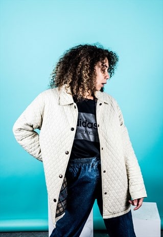 VINTAGE BARBOUR QUILTED COAT IN CREAM