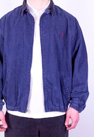 VINTAGE RALPH LAUREN HARRINGTON JACKET IN BLUE LARGE
