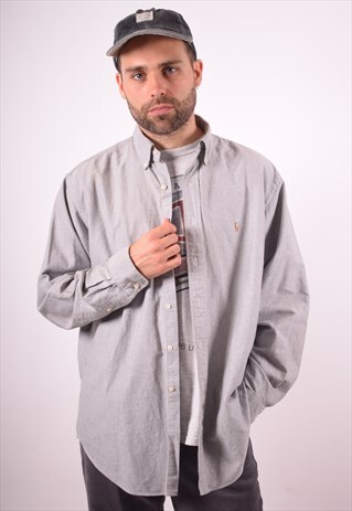 POLO RALPH LAUREN MENS VINTAGE SHIRT LARGE GREY 90S