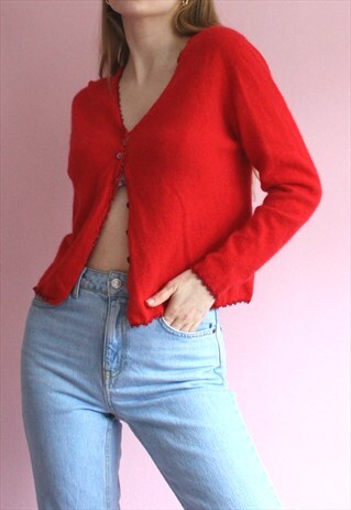 RED Y2K CARDIGAN