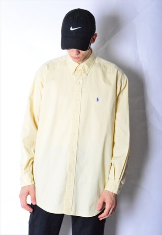 VINTAGE 90S PASTEL YELLOW RALPH LAUREN SHIRT