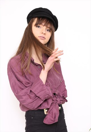 VINTAGE 90S PURPLE SILK OVERSIZED BLOUSE SHIRT