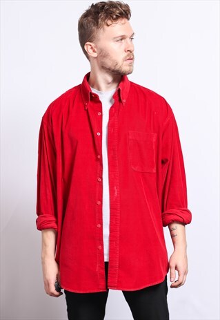 VINTAGE CORDUROY CORD SHIRT RED