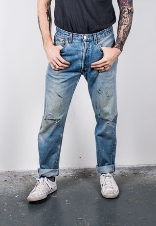 VINTAGE BLUE LEVI'S 501 PAINT JEANS