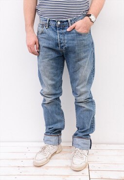501 Straight Regular Jeans W34 L36 denim Stonewash blue pant