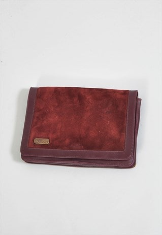 Vintage 90s real leather clutch in maroon
