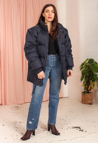 VINTAGE 90S PUFFER JACKET IN NAVY BLUE