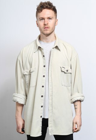 VINTAGE CORDUROY CORD SHIRT CREAM