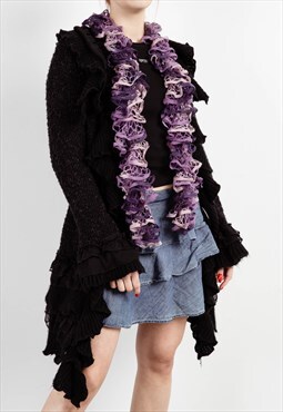 Vintage Y2k Streetwear Crochet Purple Women Scarf