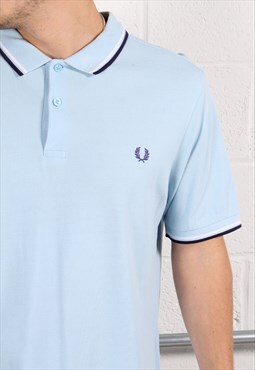 Vintage Fred Perry Polo Shirt in Blue Short Sleeve Tee XL