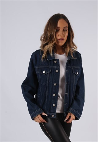 VINTAGE DENIM JACKET BLUE UK 12 MEDIUM (C3E)