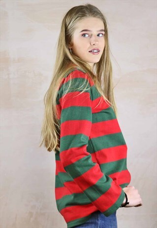 RED N GREEN QUEEN STRIPED JUMPER